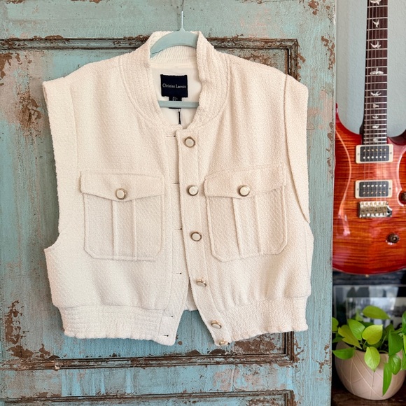 Christian Lacroix Jackets & Blazers - Christian Lacroix Cream Bouclé Tweed Vest | Size Large
